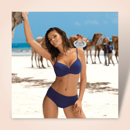 Multicolor Drawstring Back Two Piece High Waisted Bikini