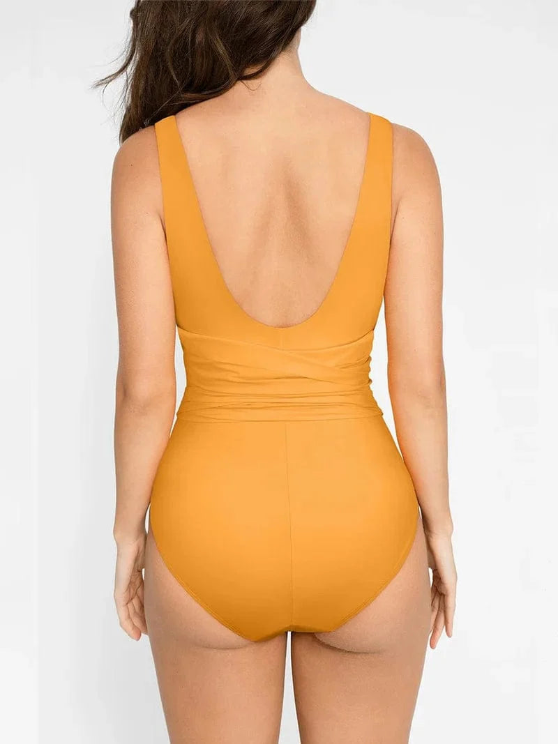 One Piece Plunge Low Back Tummy Control Shaper Swimsuit
