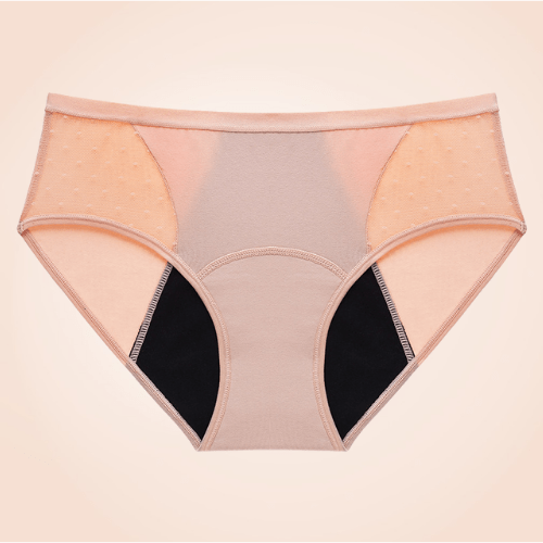 Layered Leak Proof Mesh Dots Black Menstrual Panties