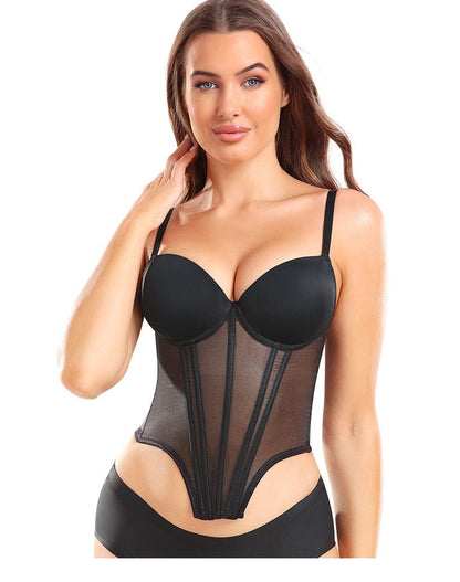 Women's Plus Size Waist Trainer Sheer Bustier Corset Top
