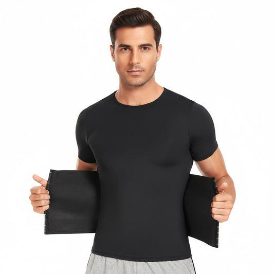 Men's Shaping T-Shirt with Built-In Waist Trainer Corset