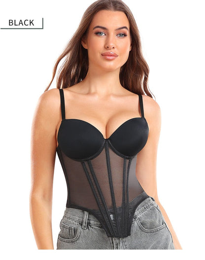 Women's Plus Size Waist Trainer Sheer Bustier Corset Top
