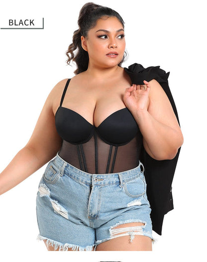 Women's Plus Size Waist Trainer Sheer Bustier Corset Top