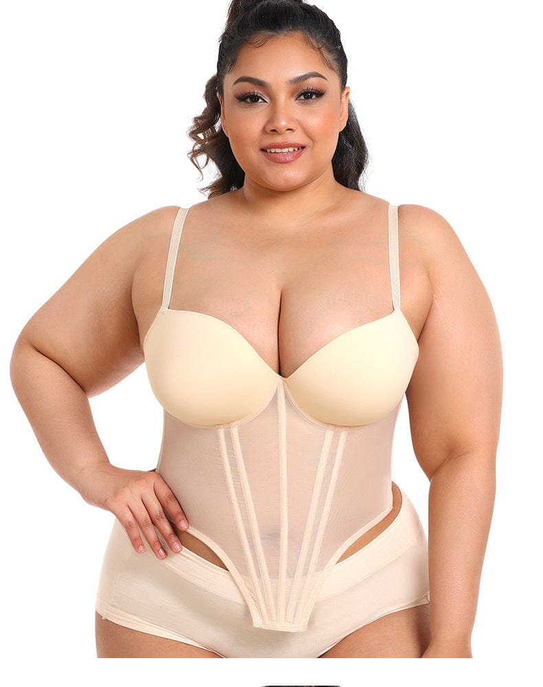Women's Plus Size Waist Trainer Sheer Bustier Corset Top