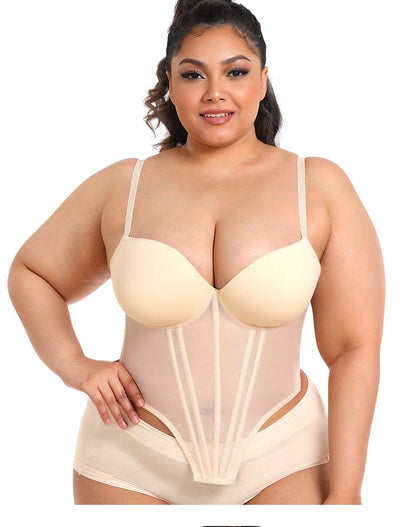 Women's Plus Size Waist Trainer Sheer Bustier Corset Top
