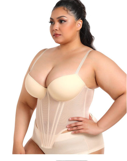 Women's Plus Size Waist Trainer Sheer Bustier Corset Top