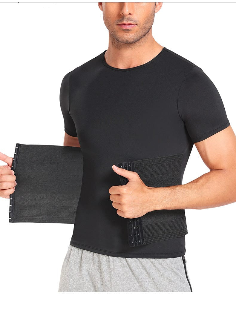 Men's Shaping T-Shirt with Built-In Waist Trainer Corset