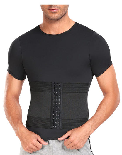 Men's Shaping T-Shirt with Built-In Waist Trainer Corset