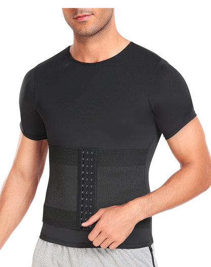 Men's Shaping T-Shirt with Built-In Waist Trainer Corset