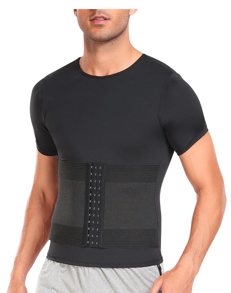 Men's Shaping T-Shirt with Built-In Waist Trainer Corset