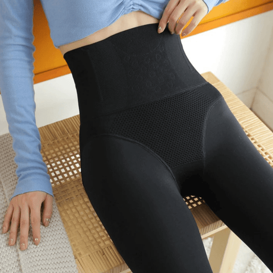 Women Fleece Lined Waist Shaper Thermal Translucent Tights