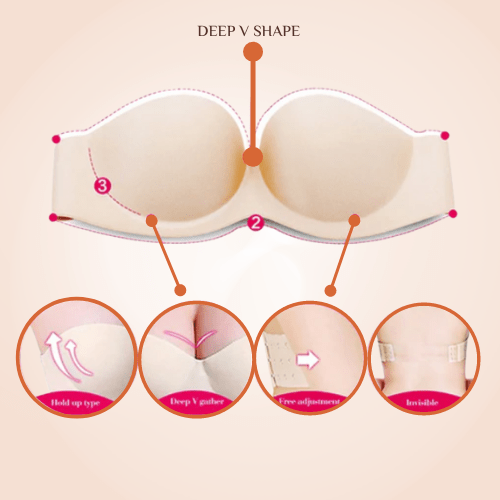 Women Multiway Push-Up Strapless Seamless Bra