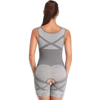 Women Open Bust Sculpting Bodysuit Short With Open Gusset