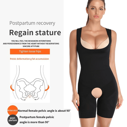 Women Open Bust Sculpting Bodysuit Short With Open Gusset