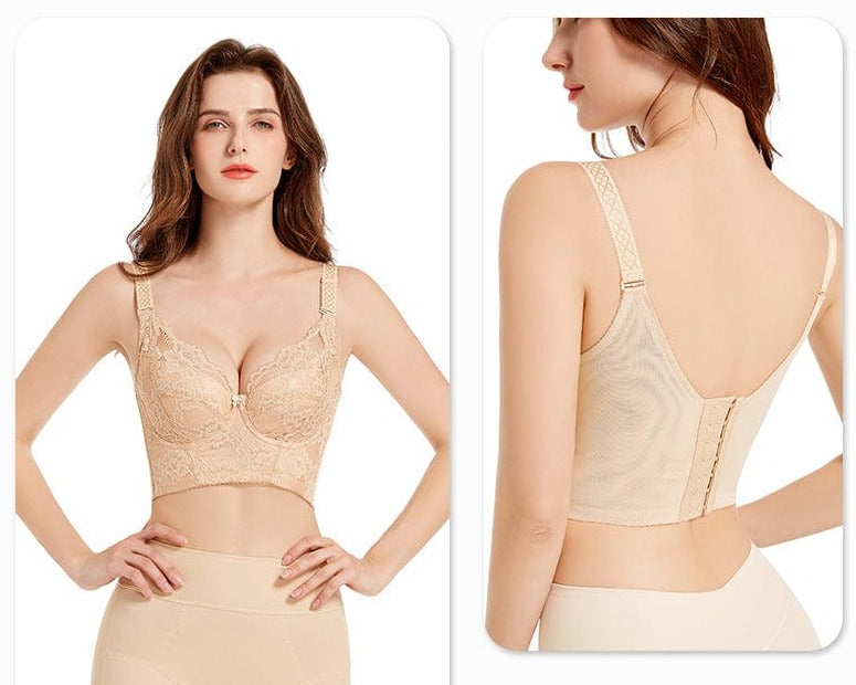 Women's Anti Sagging Adjustable Push Up Lace Longline Bra