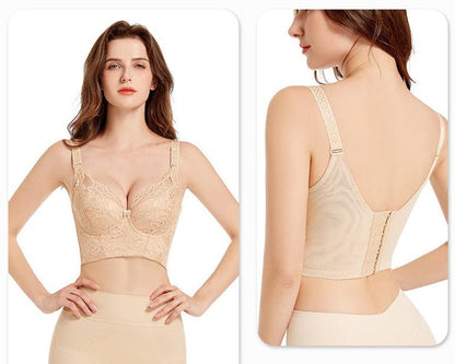 Women's Anti Sagging Adjustable Push Up Lace Longline Bra