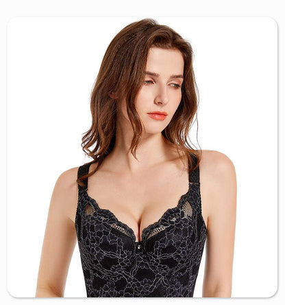 Women's Anti Sagging Adjustable Push Up Lace Longline Bra