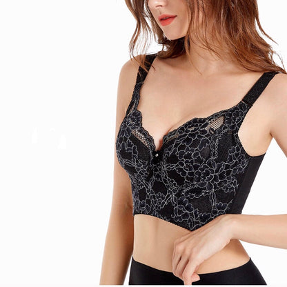 Women's Anti Sagging Adjustable Push Up Lace Longline Bra