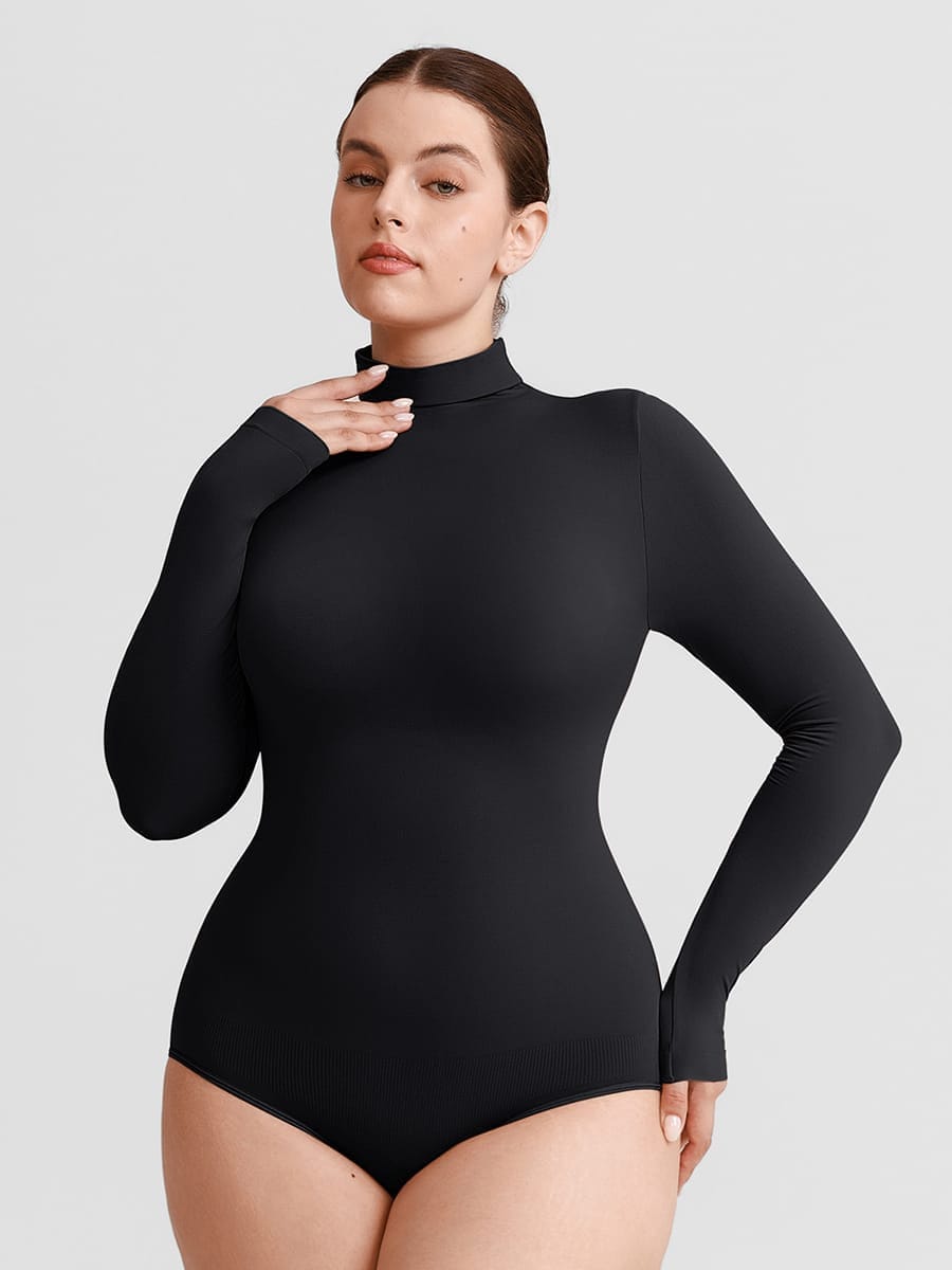 Butter Soft Seamless Snap Turtle Neck High Stretch Shapewear Bodysuit