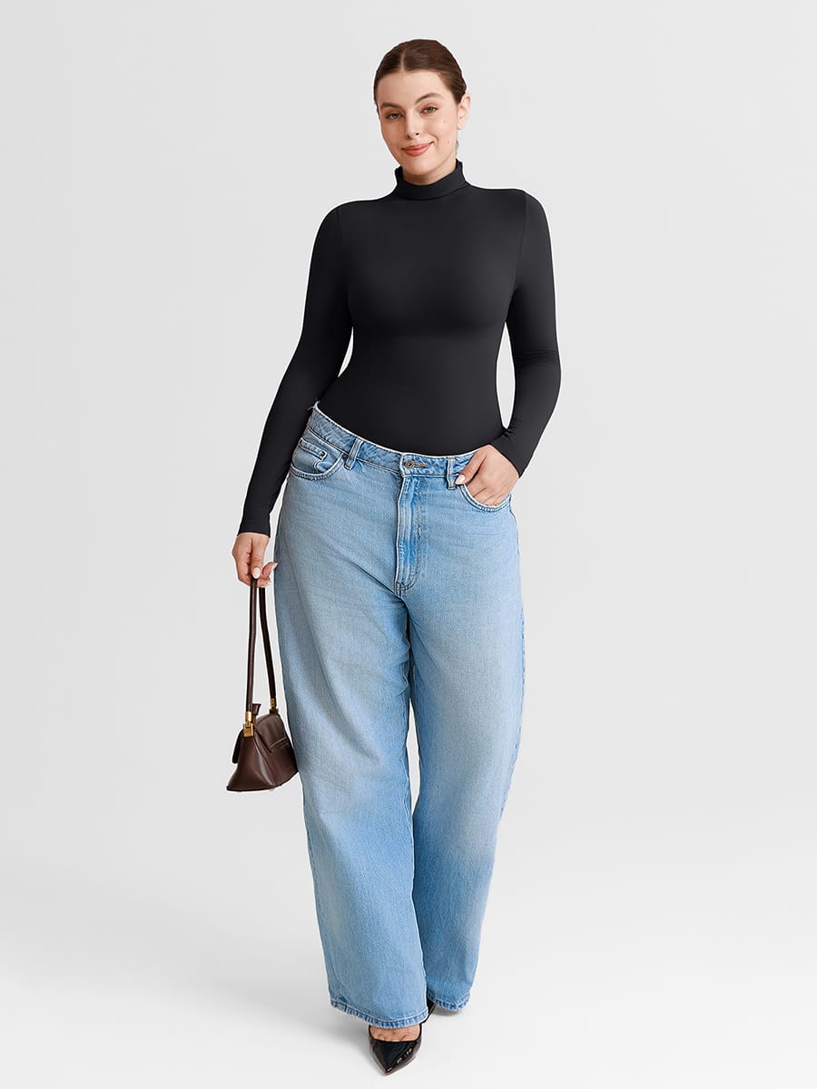 Butter Soft Seamless Snap Turtle Neck High Stretch Shapewear Bodysuit