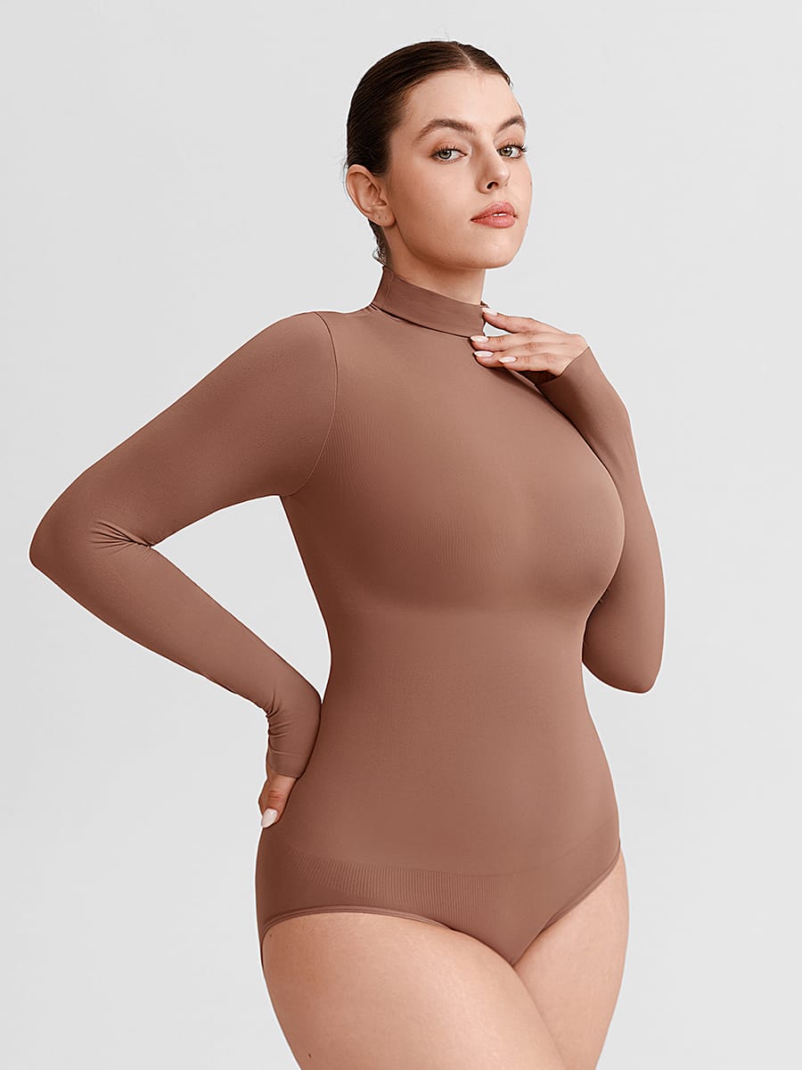 Butter Soft Seamless Snap Turtle Neck High Stretch Shapewear Bodysuit