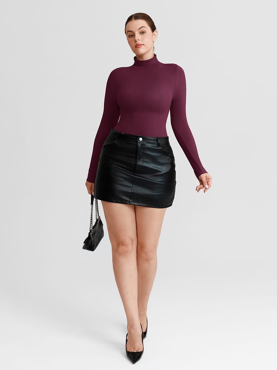 Butter Soft Seamless Snap Turtle Neck High Stretch Shapewear Bodysuit