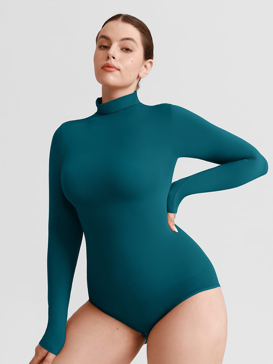 Butter Soft Seamless Snap Turtle Neck High Stretch Shapewear Bodysuit