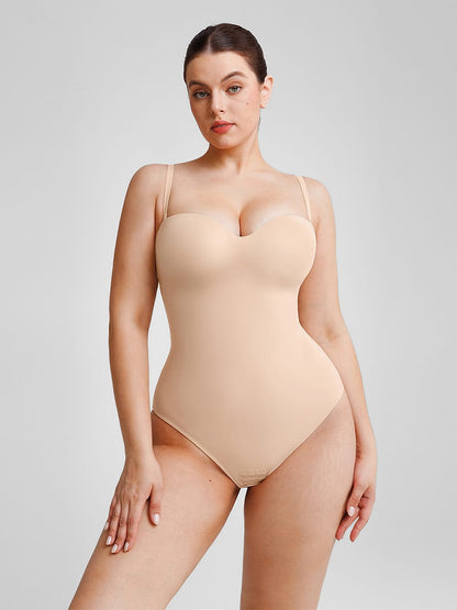 Seamless Underwire Half Cup Shapewear Bodysuit with Removable Pads