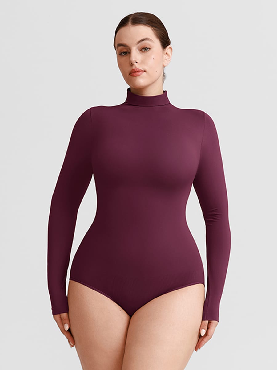 Butter Soft Seamless Snap Turtle Neck High Stretch Shapewear Bodysuit