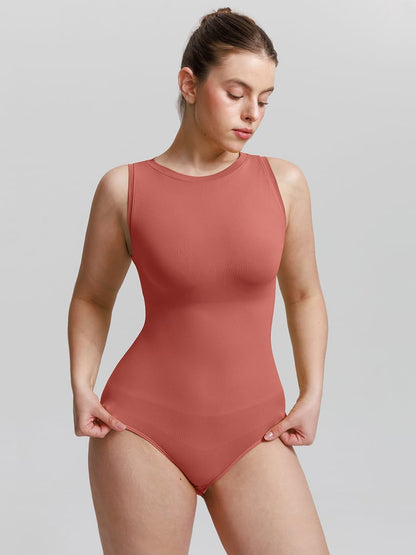 Seamless Shapewear Bodysuit with Tummy Control & Crew Neck