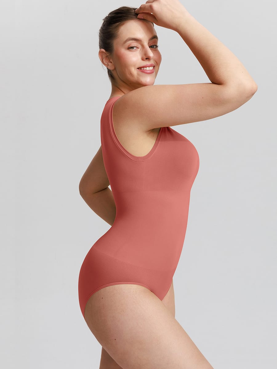 Seamless Shapewear Bodysuit with Tummy Control & Crew Neck