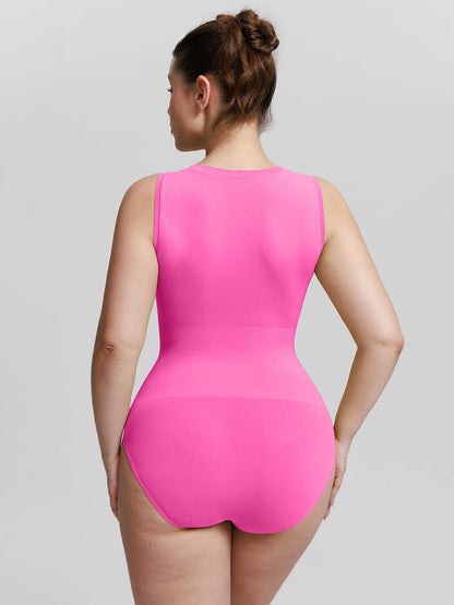Seamless Shapewear Bodysuit with Tummy Control & Crew Neck