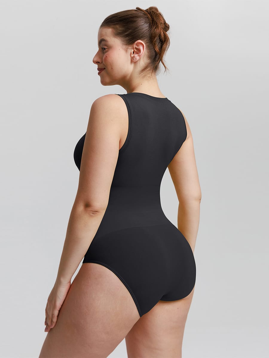 Seamless Shapewear Bodysuit with Tummy Control & Crew Neck