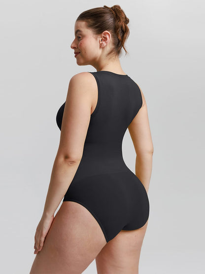 Seamless Shapewear Bodysuit with Tummy Control & Crew Neck