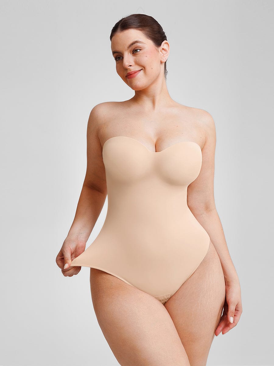 Seamless Underwire Half Cup Shapewear Bodysuit with Removable Pads