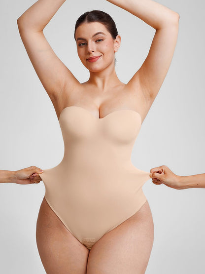Seamless Underwire Half Cup Shapewear Bodysuit with Removable Pads