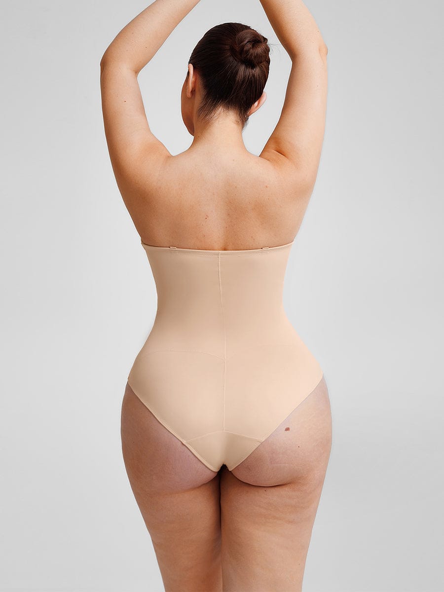 Seamless Underwire Half Cup Shapewear Bodysuit with Removable Pads