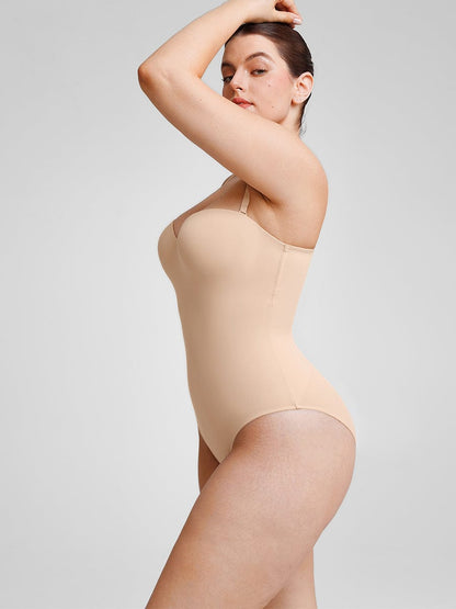 Seamless Underwire Half Cup Shapewear Bodysuit with Removable Pads