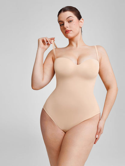 Seamless Underwire Half Cup Shapewear Bodysuit with Removable Pads