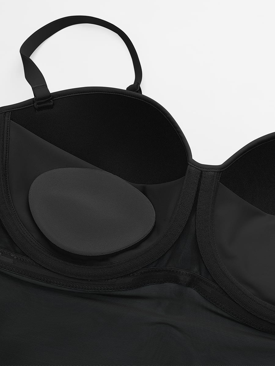 Seamless Underwire Half Cup Shapewear Bodysuit with Removable Pads