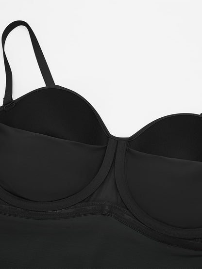 Seamless Underwire Half Cup Shapewear Bodysuit with Removable Pads