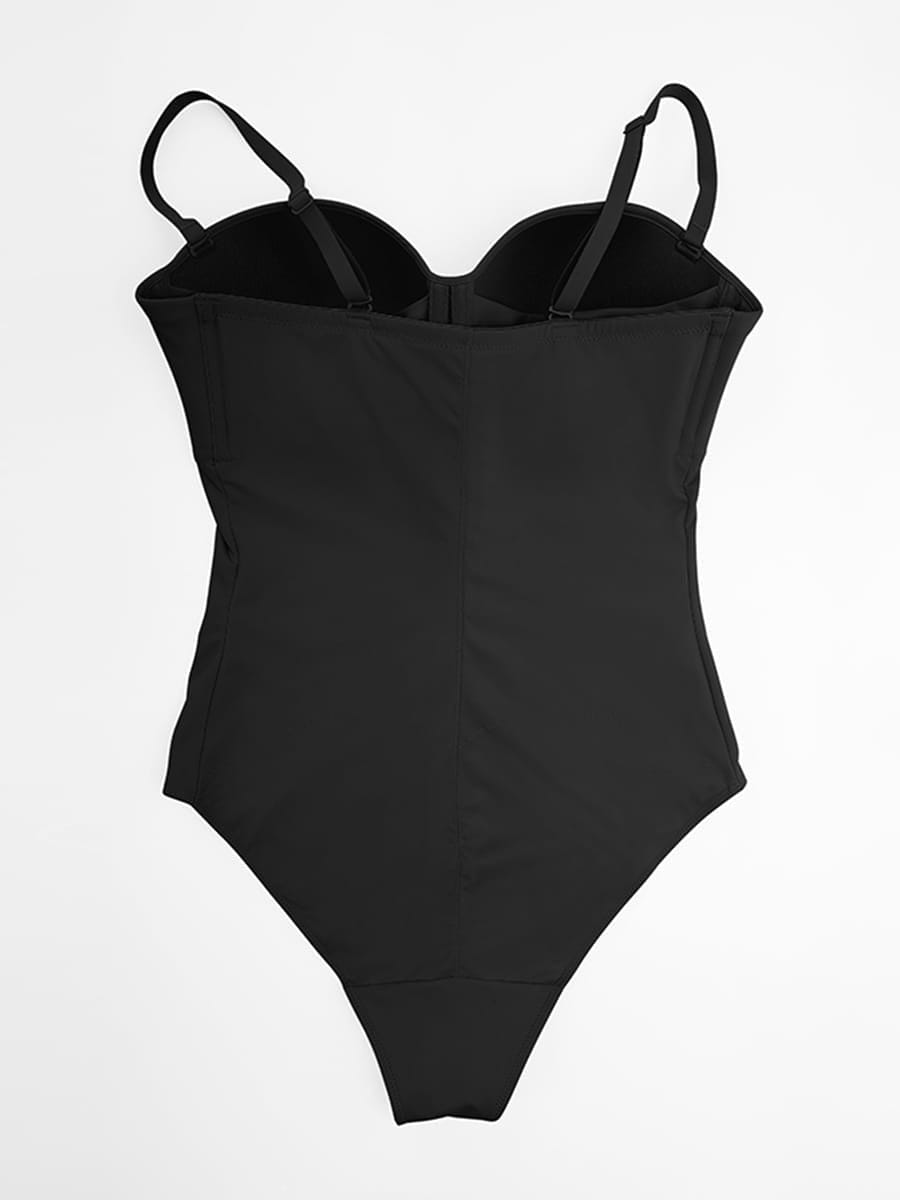 Seamless Underwire Half Cup Shapewear Bodysuit with Removable Pads