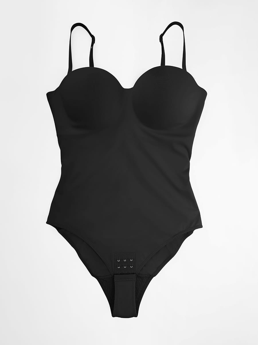 Seamless Underwire Half Cup Shapewear Bodysuit with Removable Pads