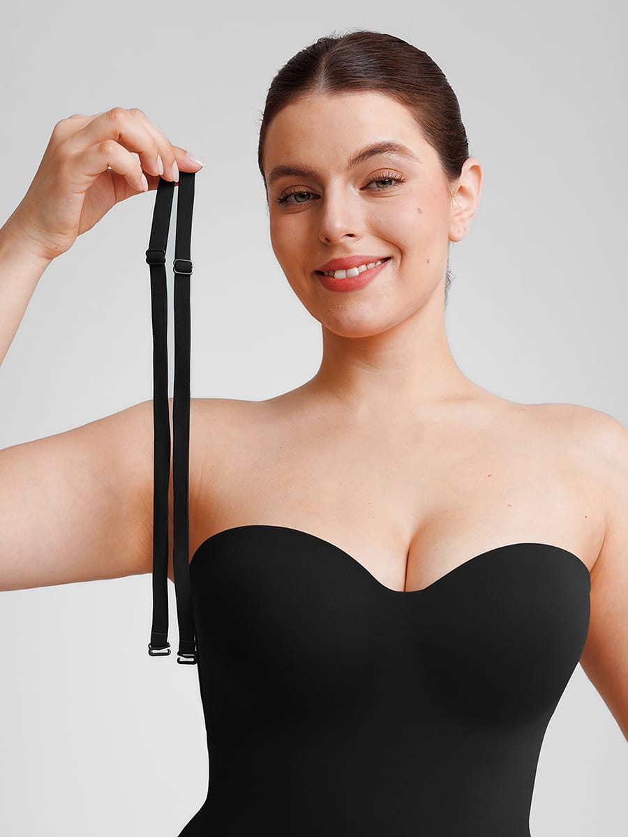 Seamless Underwire Half Cup Shapewear Bodysuit with Removable Pads