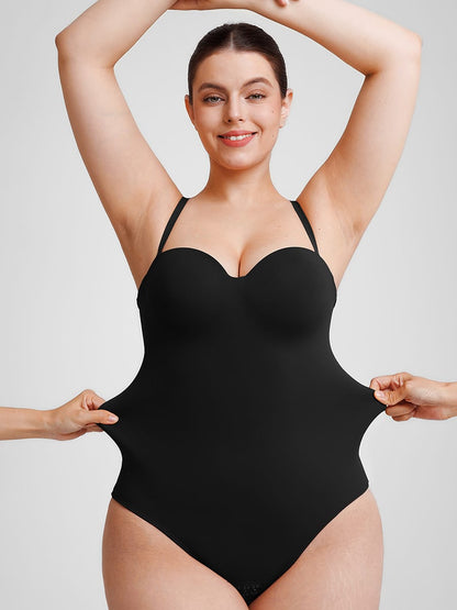 Seamless Underwire Half Cup Shapewear Bodysuit with Removable Pads