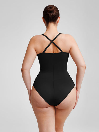 Seamless Underwire Half Cup Shapewear Bodysuit with Removable Pads