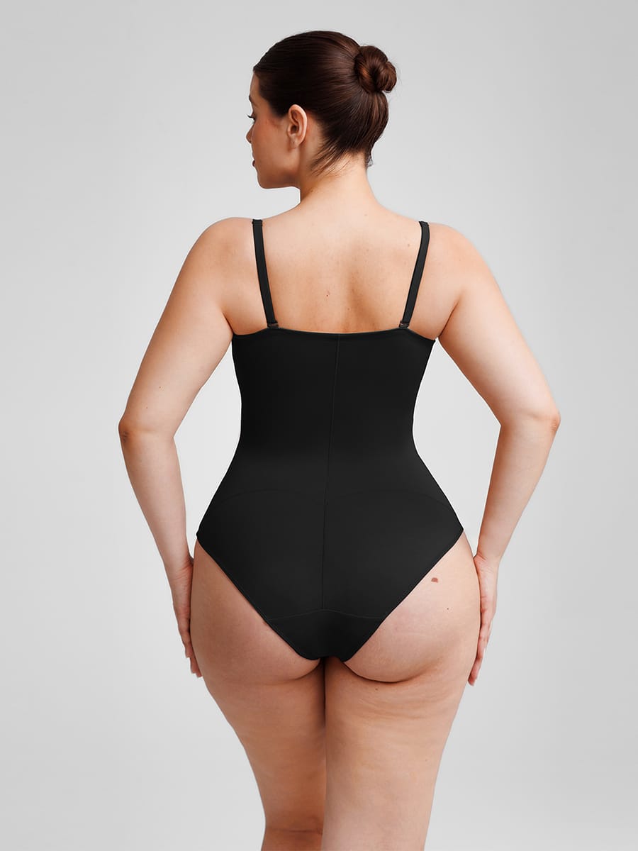 Seamless Underwire Half Cup Shapewear Bodysuit with Removable Pads