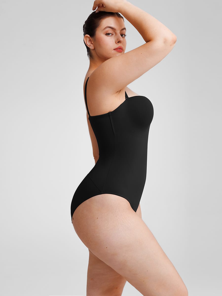 Seamless Underwire Half Cup Shapewear Bodysuit with Removable Pads