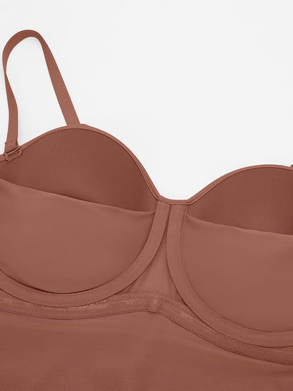 Seamless Underwire Half Cup Shapewear Bodysuit with Removable Pads