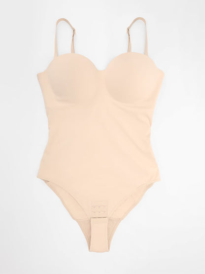 Seamless Underwire Half Cup Shapewear Bodysuit with Removable Pads